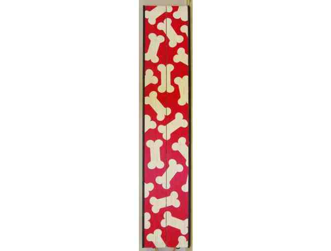 Recycled painted board - red bones