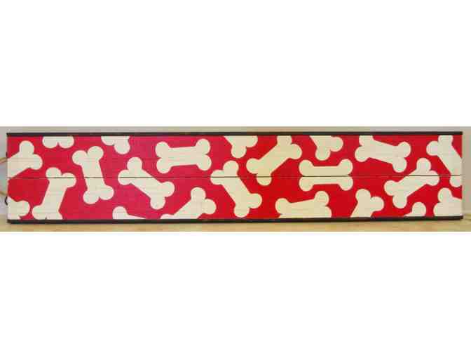 Recycled painted board - red bones