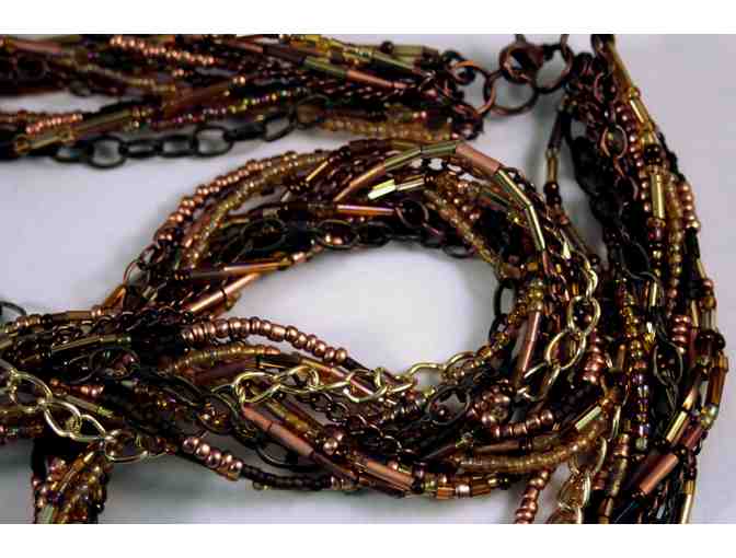 Deco Inspired Beaded Metallic Necklace