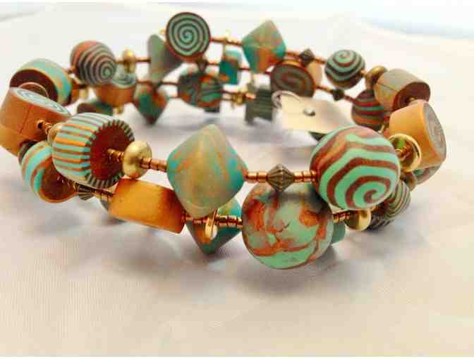 Turquoise and Gold Bracelet by Linda Moul