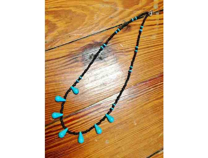 Black and Turquoise Beaded Necklace
