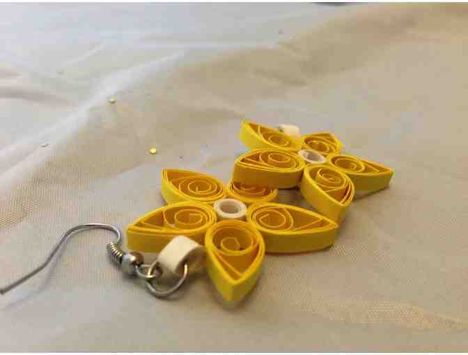 Pair of Handmade Paper Earrings (yellow)