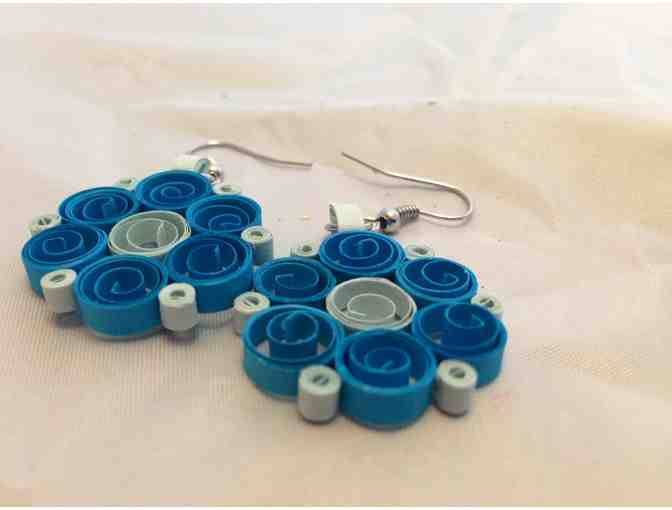 Pair of Handmade Paper Earrings (blue)