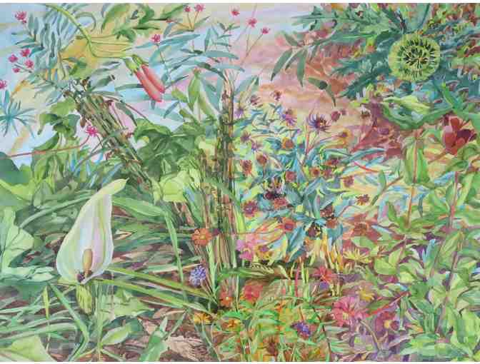 Arum and Thistle (watercolor, framed, 35'W x 28'H), Linda MacDonald