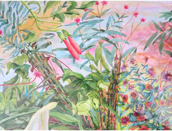 Arum and Thistle (watercolor, framed, 35'W x 28'H), Linda MacDonald