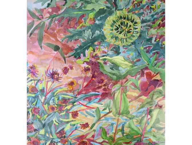 Arum and Thistle (watercolor, framed, 35'W x 28'H), Linda MacDonald