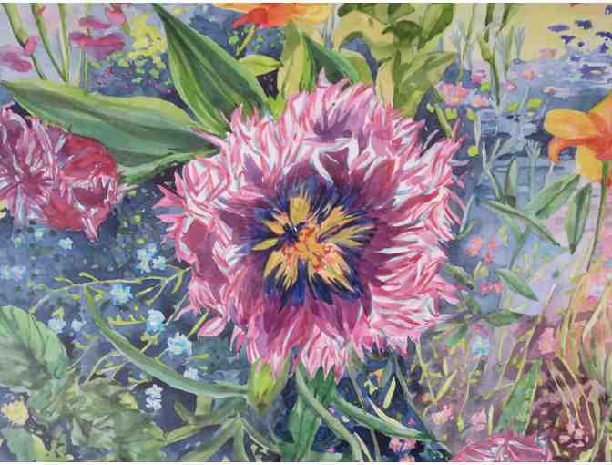 Tulip and Poppies (watercolor, framed, 35W' x 28'H), Linda MacDonald