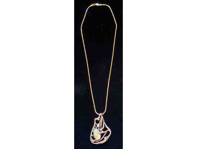 14K Gold Druzy and Diamond Pendant (with 14k chain), Art Weininger