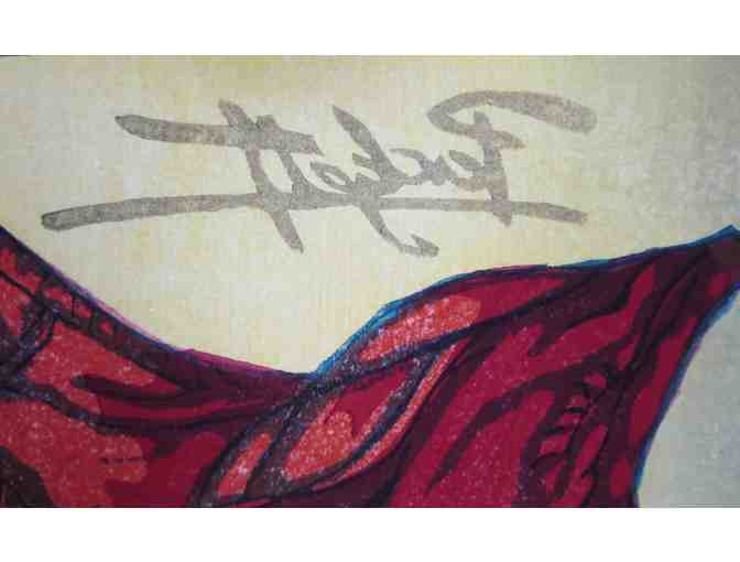 Red Pajamas Over Fuji (original woodblock print, 18'W x 14'H), Walt Padgett