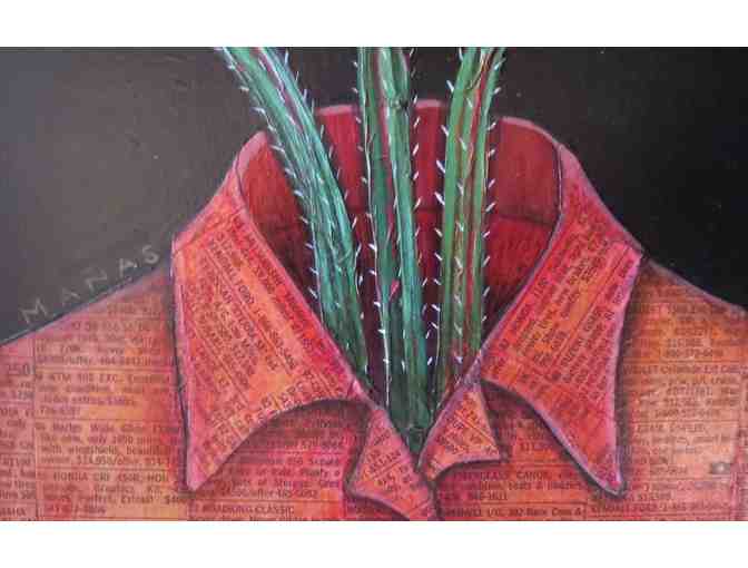 Low Maintenance Man #4 (paper/clay mixed media, 10'W x 12'H), Rogene Manas