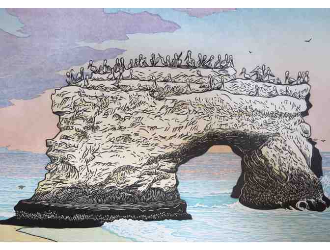 Natural Bridge, Santa Cruz (woodcut, 20'W x 16'H), Tom Killion