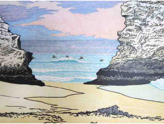 Natural Bridge, Santa Cruz (woodcut, 20'W x 16'H), Tom Killion