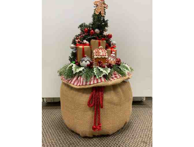 Burlap Bag Filled with Tree and Presents