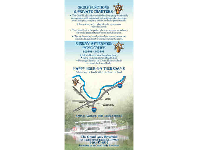 Grand Rapids -  Grand Lady Riverboat Gift Certificates for Two 2-hour Cruises