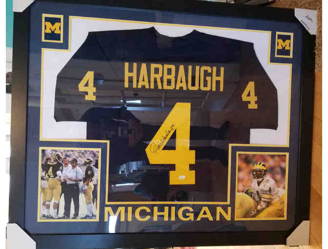 Jim Harbaugh AUTOGRAPHED Framed Jersey w/ JSA Certificate of Authentication - Photo 1