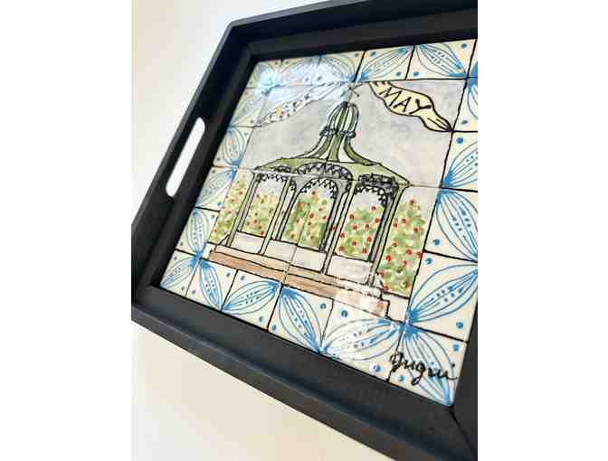 Hand-painted framed tile
