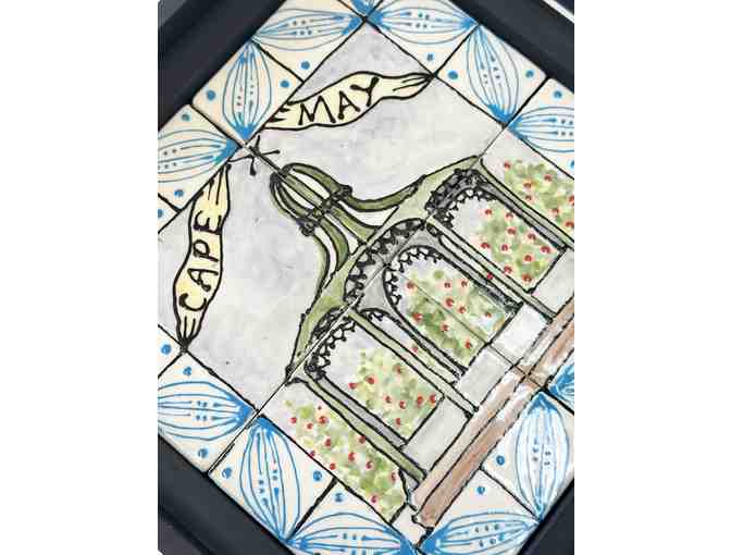 Hand-painted framed tile