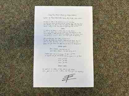 Autographed Thomas Rhett lyric sheet