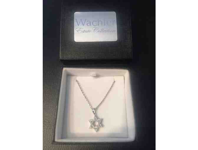 Sterling Silver Star of David Necklace with Cubic Zirconia