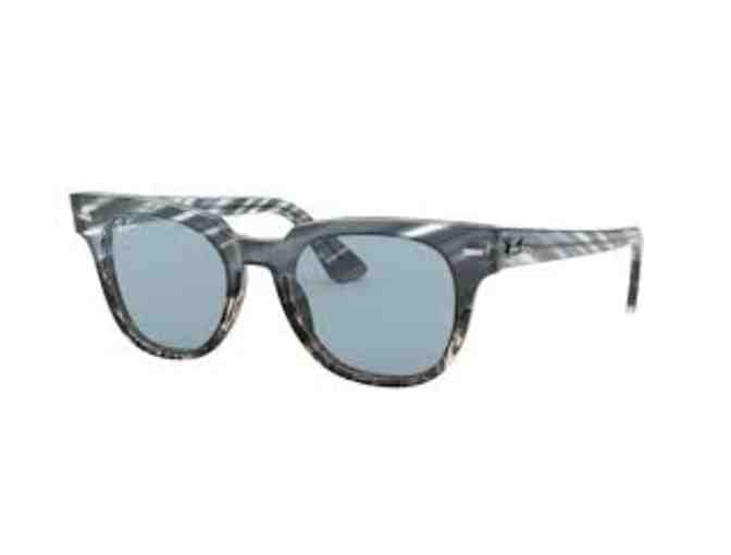 Ray Ban Wayfarer Meteor Sunglasses -- Blue Gradient Grey Striped Frames and Grey Lenses
