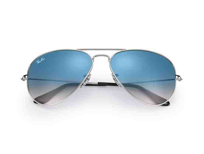 Ray-Ban RB3025 Aviator Sunglasses Silver with Light Blue Gradient Lenses