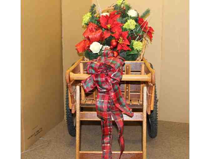 Decorative Flower Cart and Basket with Holiday Arrangement