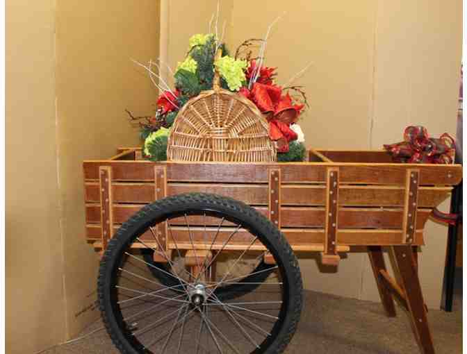 Decorative Flower Cart and Basket with Holiday Arrangement