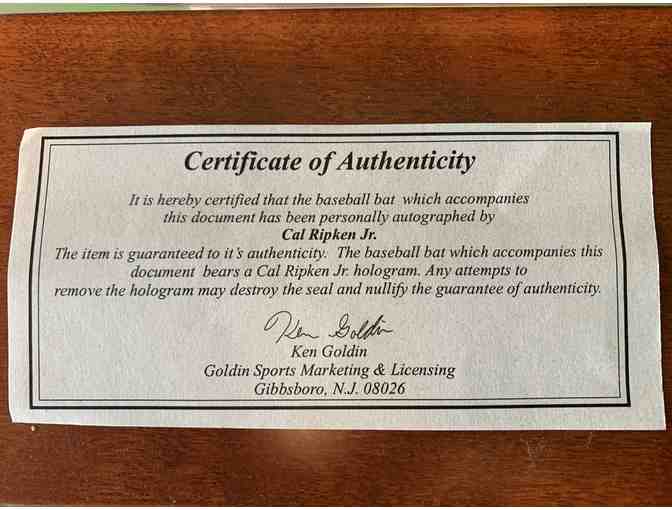Cal Ripken Jr Autographed Commemorative Bat
