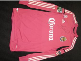 Chivas USA 2012 Breast Cancer Awareness goalkeeper jersey signed by Dan Kennedy