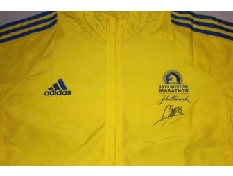 Chris Tierney autographed 2013 BAA Boston Marathon yellow volunteer jacket
