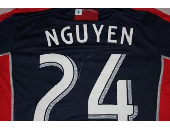 Lee Nguyen #24 navy jersey w/ leukemia awareness ribbon