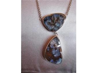 Handcrafted Sterling Silver & Boulder Opal Earrings & Necklace Set