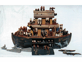 Handmade Wooden 'Sanctuary' Ark, Mr. & Mrs. Noah, & the Animals