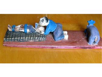 Wood Sculpture of Daniel and the Lions by Acclaimed Zimbabwean Artist, Zephania Tshuma (1932-2000)