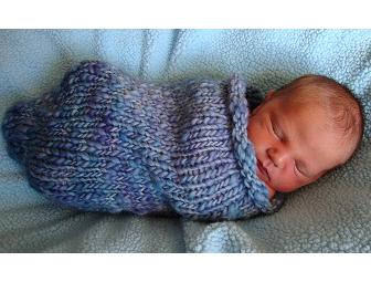 Handknitted Baby Cocoon and Hat
