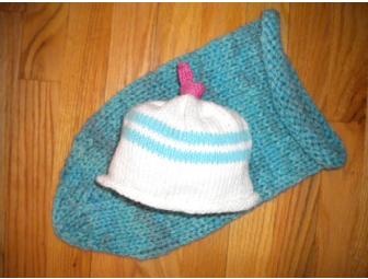 Handknitted Baby Cocoon and Hat