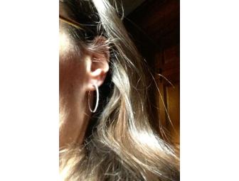 18K White Gold Diamond Hoop Earrings