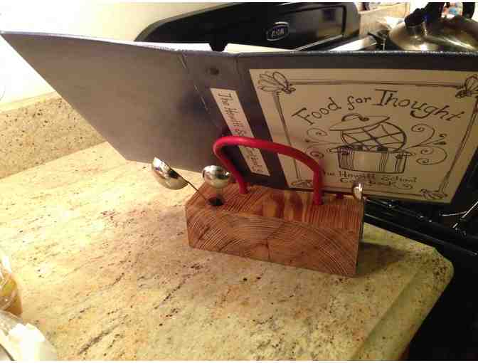 Desk Organizer and Book Stand: Reclaimed Wood with Black Cables #1