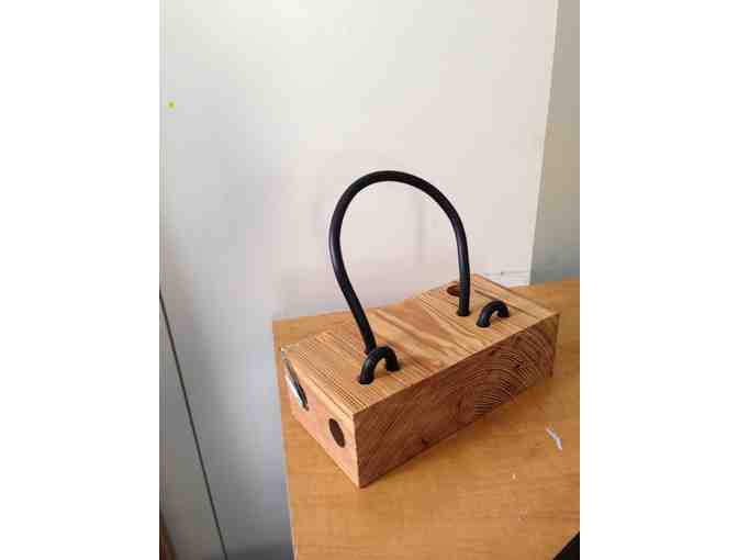Desk Organizer and Book Stand: Reclaimed Wood with Black Cables #2