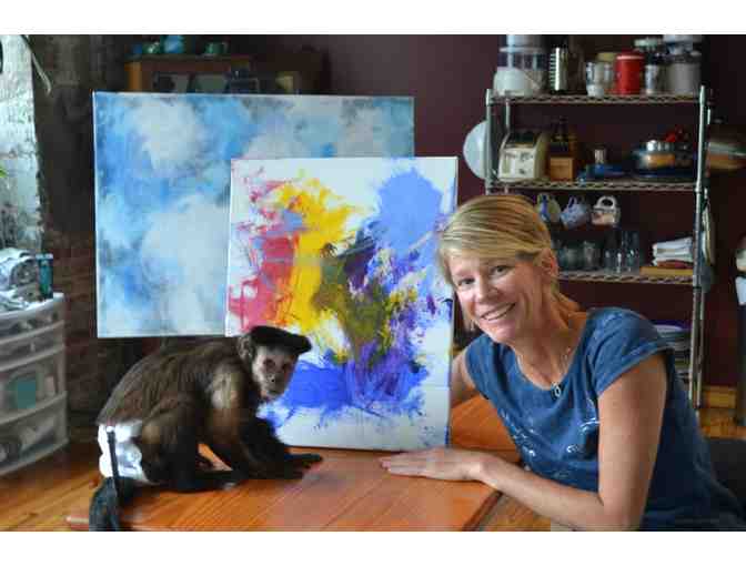 A painting by Monkey Helper, Tracey with help from Stephany