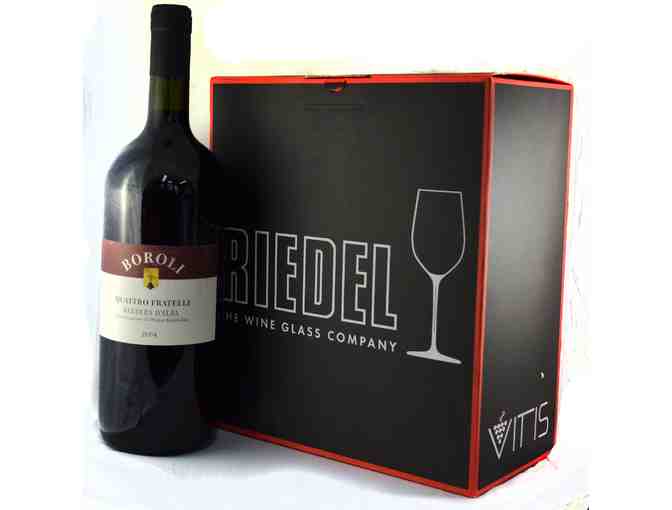 Wine and Glasses- 2004 Boroli Quattro Fratelli Barbera D'Alba 1.5L & Pair of Ridel Glasses
