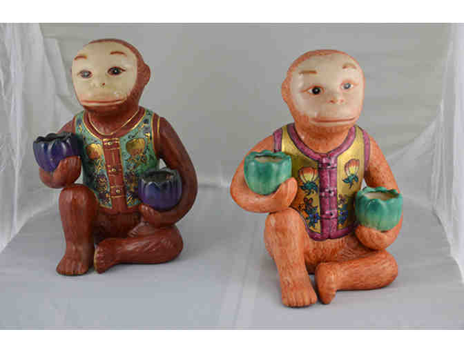 Hand painted Ceramic Monkeys by International Artist Faith Schwartz