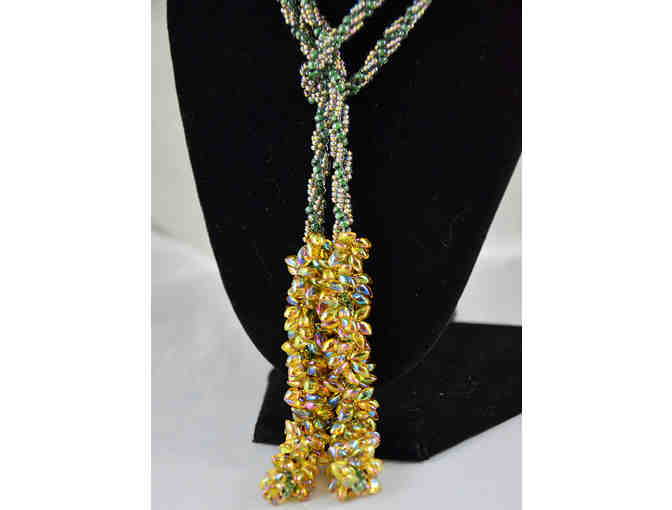 Beautiful Beaded Lariat by Damselfly Jewelry. Artist Martha J. Totten