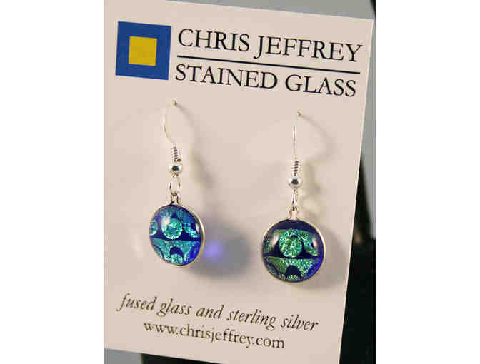 One-of-a-Kind Fused Glass Earrings by Chris Jeffrey Stained Glass - Waves