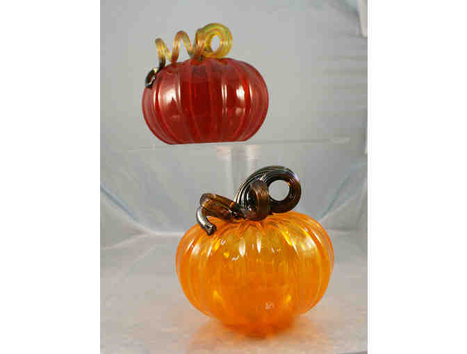 Two Hand Blown Glass Pumpkins