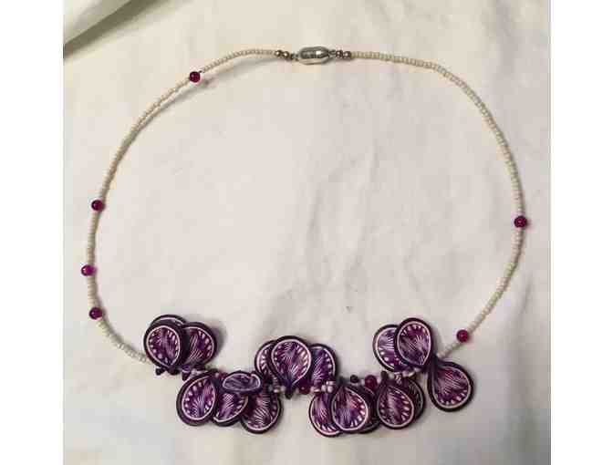 Gorgeous Set of Clay Earrings, Pendants, and a Necklace - Purples