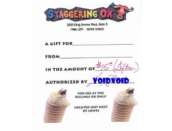 $15 Gift Certificate-Staggering Ox-Billings