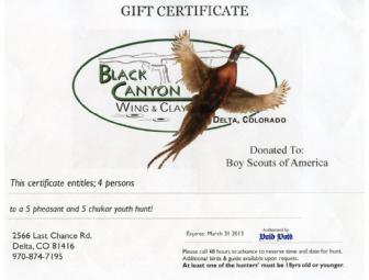 4-Person Gift Certificate for Black Canyon Wing & Clay-Delta, CO