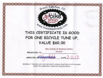 Certificate for One Bicycle Tune Up-Grand Junction #2