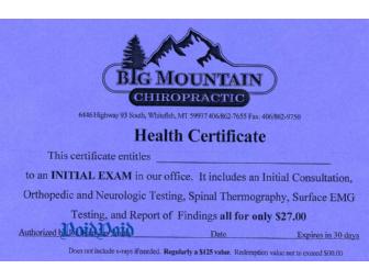 Initial Health Exam and Consultation-Big Mountain Chiropractic, Whitefish, MT
